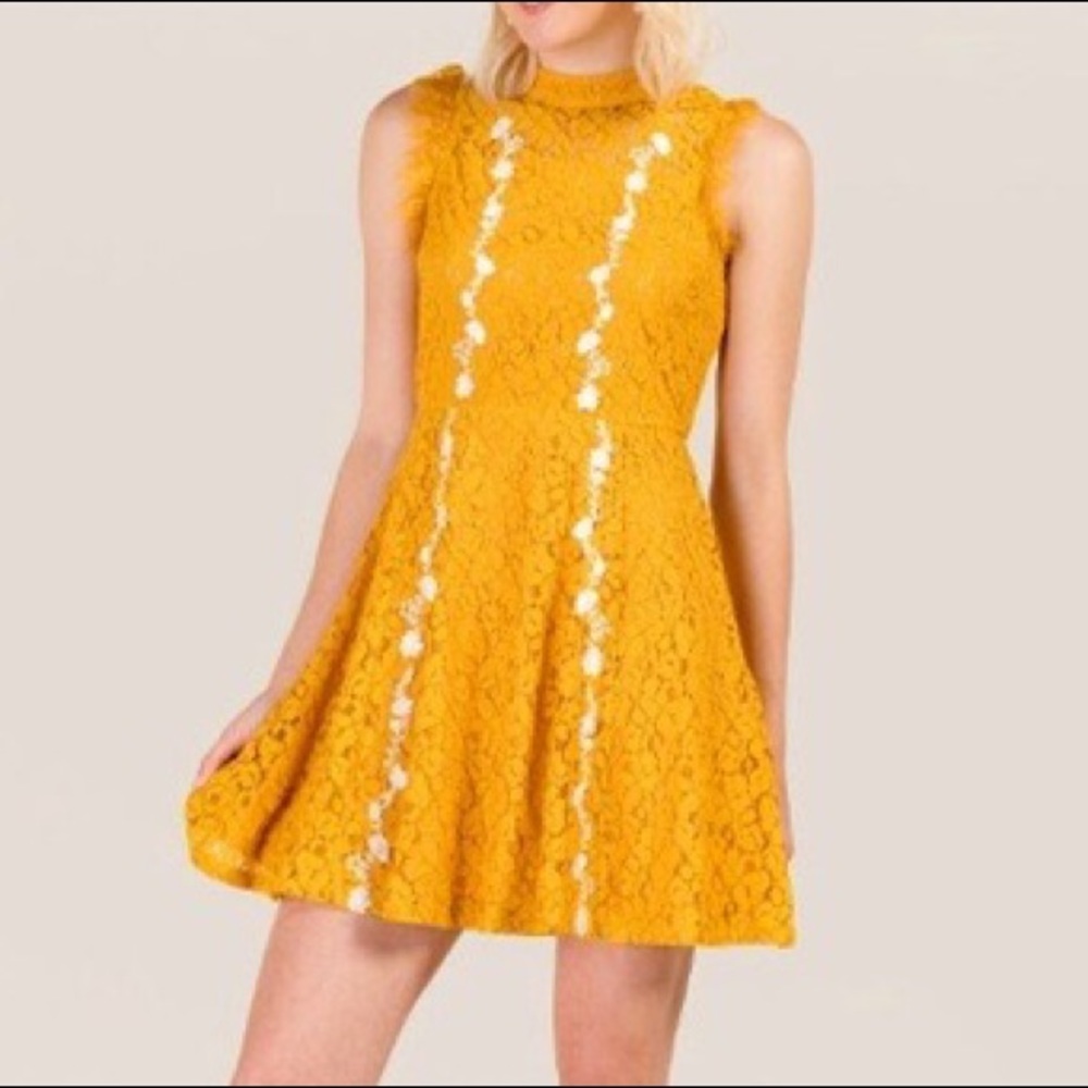 Francesca’s Lace Sleeveless Mock Neck Dress - Picture 4 of 12